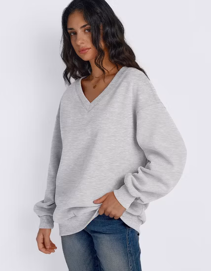 Women Fleece Sweatershirt with Kangroo Bag at Front