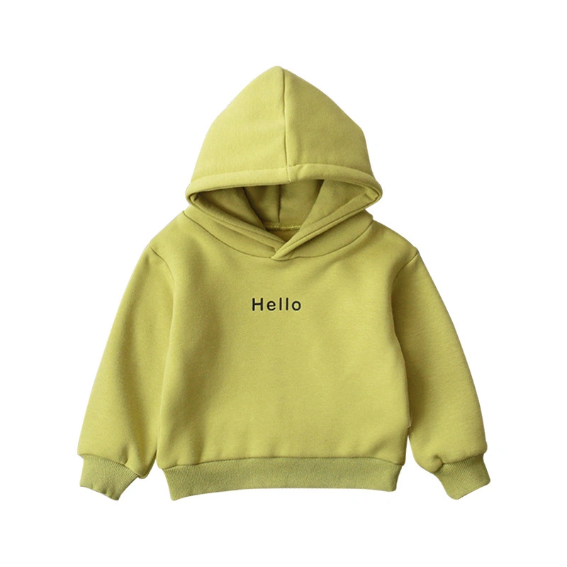 Kids Cotton Flannel Hoodies Letter Embroidered Logo Hoodies