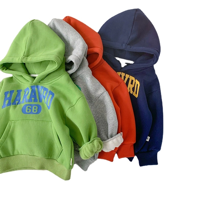 Wholesale Hot Sale Kids Long Sleeve Letter Print Thick Fleece Hoodies