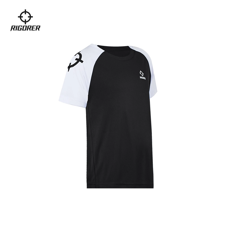 Kids Sports Running T-Shirt with Raglan Sleeve for Basketball Football Soccer Volleyball