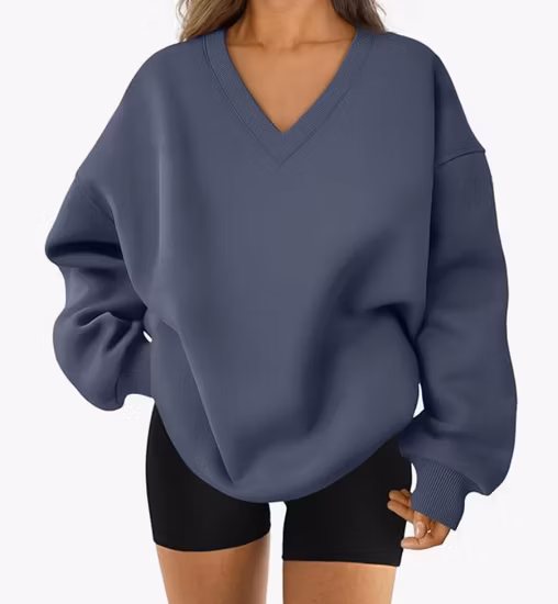 Women Fleece Sweatershirt with Kangroo Bag at Front