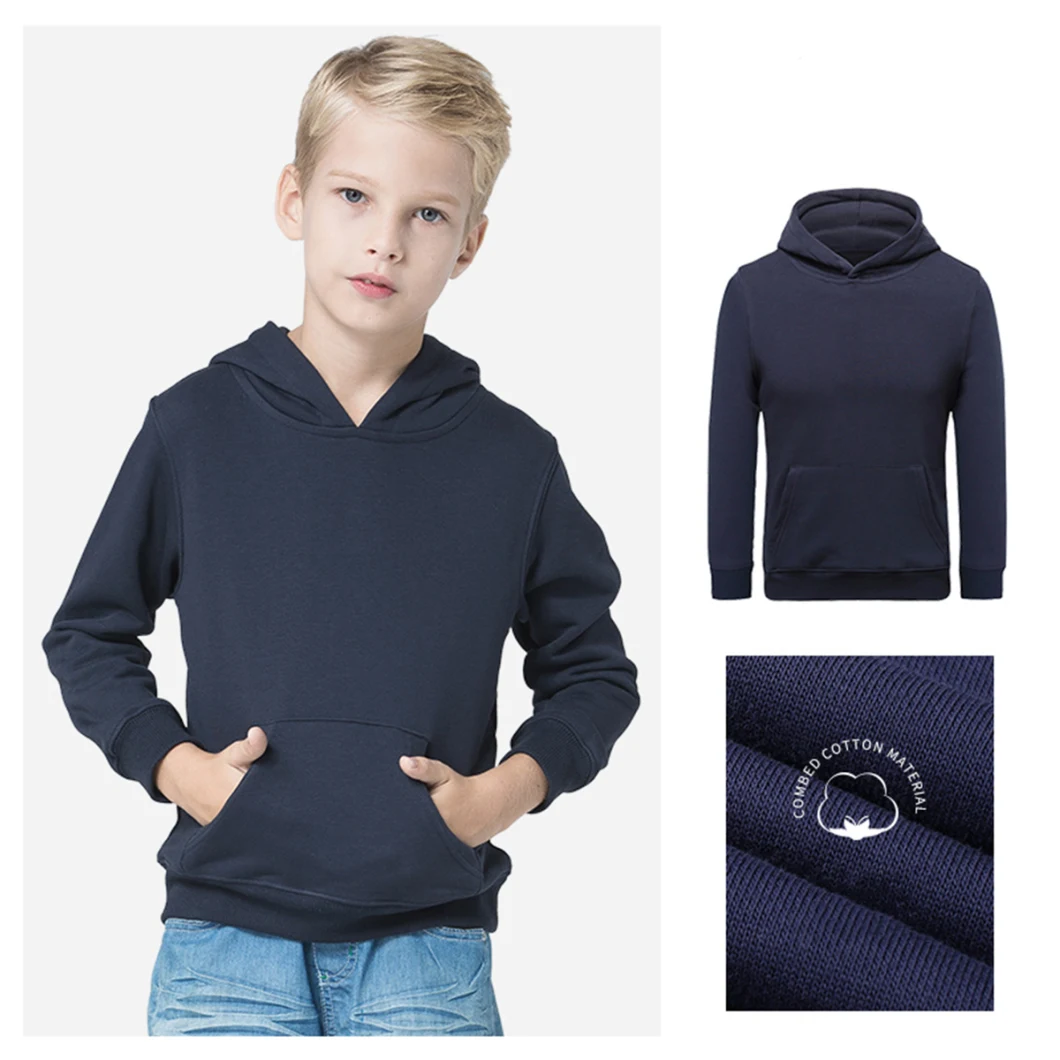 Wholesale Custom Logo Kids Boys Girls Hoodies Sweatshirt Blank Plain Pullover Hoodie