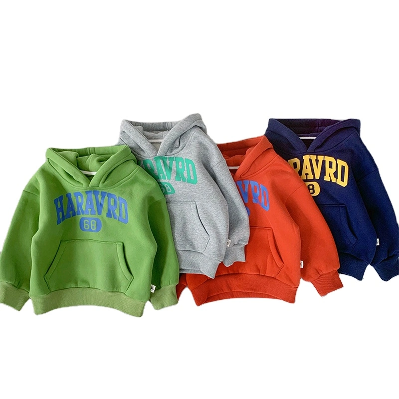 Wholesale Hot Sale Kids Long Sleeve Letter Print Thick Fleece Hoodies