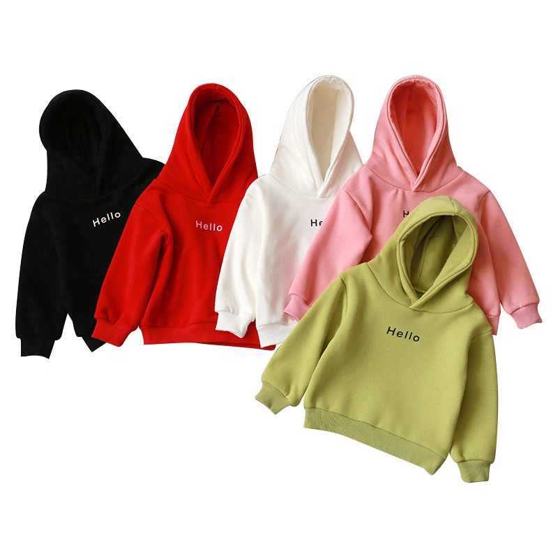 Kids Cotton Flannel Hoodies Letter Embroidered Logo Hoodies