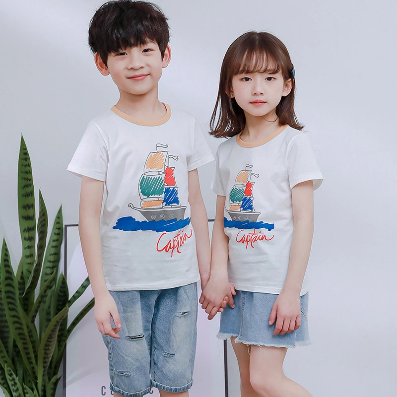 2021 Summer Wholesale Lovely Animal Pattern T Shirt for Kids 100% Cotton Printing Kids Printed Colorful T Shirt