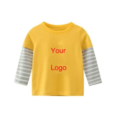 T-shirt à manches longues en coton à manches longues jaune 1-10 ans pour enfants garçons