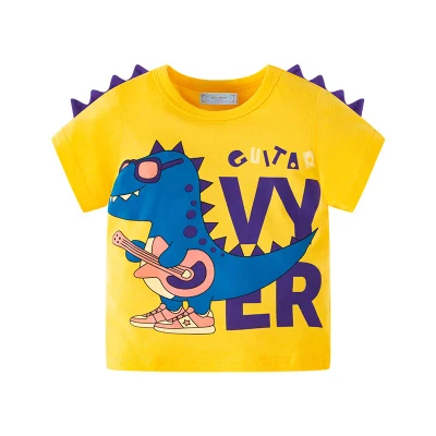 Vente en gros de chemises d'impression de dinosaures Cartoon Boy's T Shirts Nouveau design Vêtements pour enfants Vêtements pour enfants de haute qualité T-shirts pour enfants à manches courtes