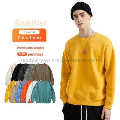 Sweats à capuche personnalisés 100% coton pour hommes Sweat-shirts Crop Top Crewneck 3D Sweat-shirt en relief pour hommes