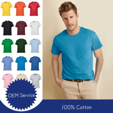 100 % coton T-shirt promotionnel respirant de gros faible MOQ Personnalisez votre propre logo d'impression ou de broderie Men's Col rond T-shirt à manches normales