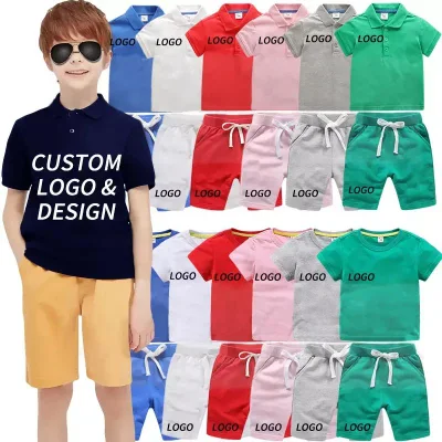 2023 offre spéciale enfants polos personnalisés 100% coton polos pour enfants t-shirt et ensemble de shorts pour enfants